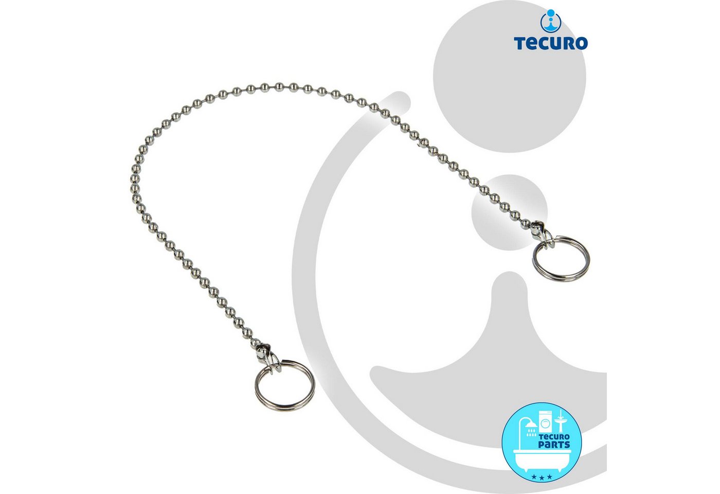 tecuro Ablaufventil Ventilstopfen Kugelkette 30 cm x Ø 3,6 mm, verchromt – Bild 2 von 4