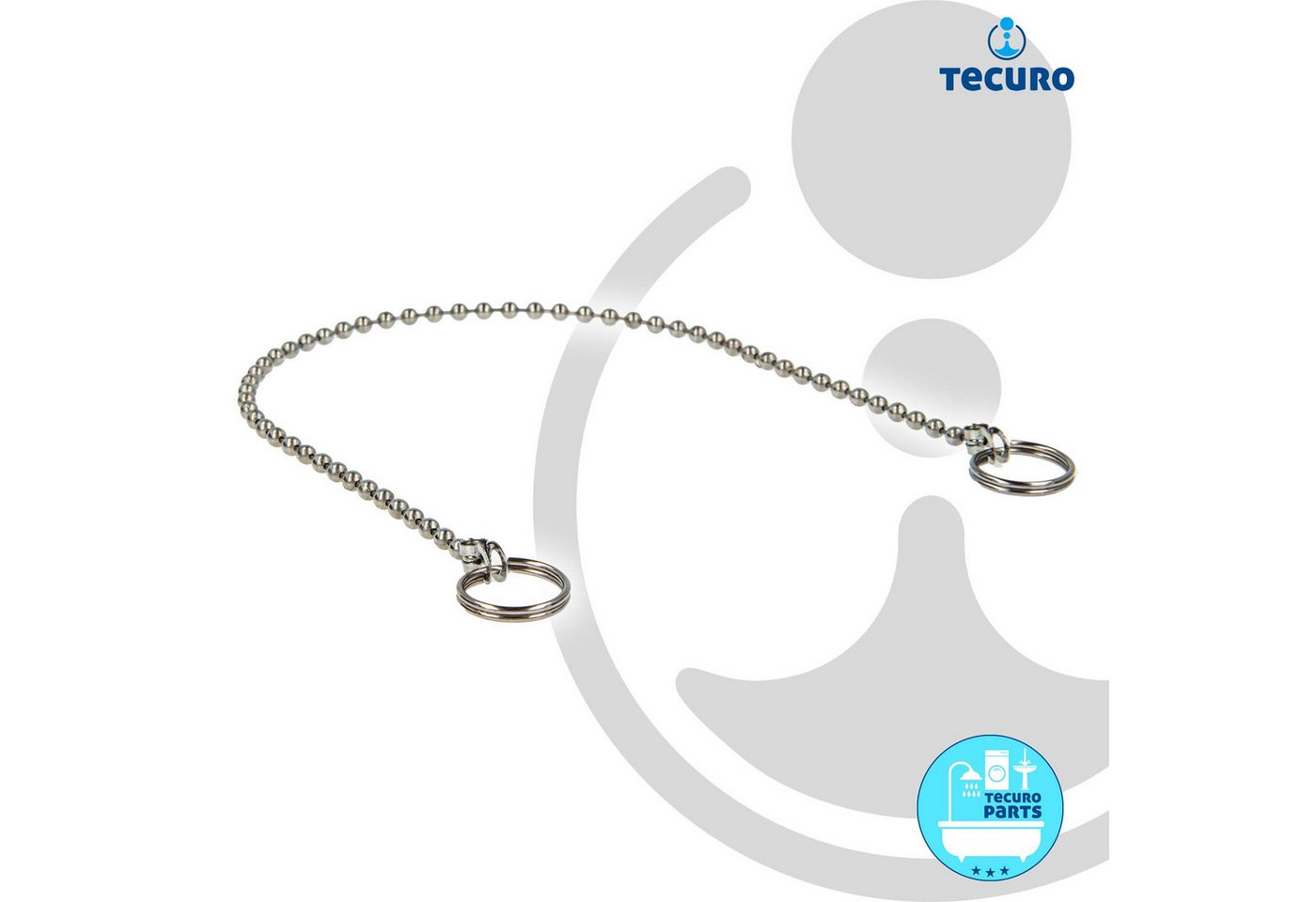 tecuro Ablaufventil Ventilstopfen Kugelkette 30 cm x Ø 3,6 mm, verchromt – Bild 4 von 4