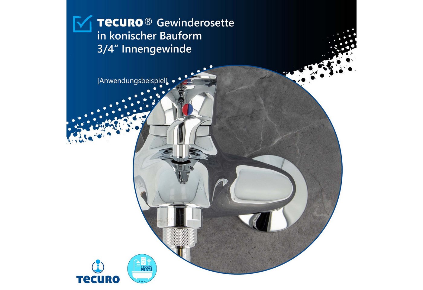 tecuro Badarmatur Gewinderosette, konische Bauform 3/4 Zoll Innengewinde – Bild 2 von 4
