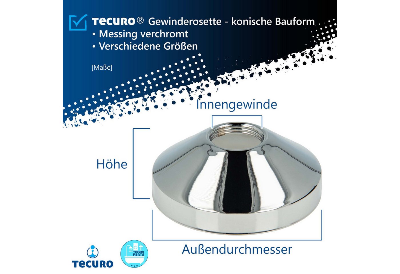 tecuro Badarmatur Gewinderosette, konische Bauform 3/4 Zoll Innengewinde – Bild 3 von 4