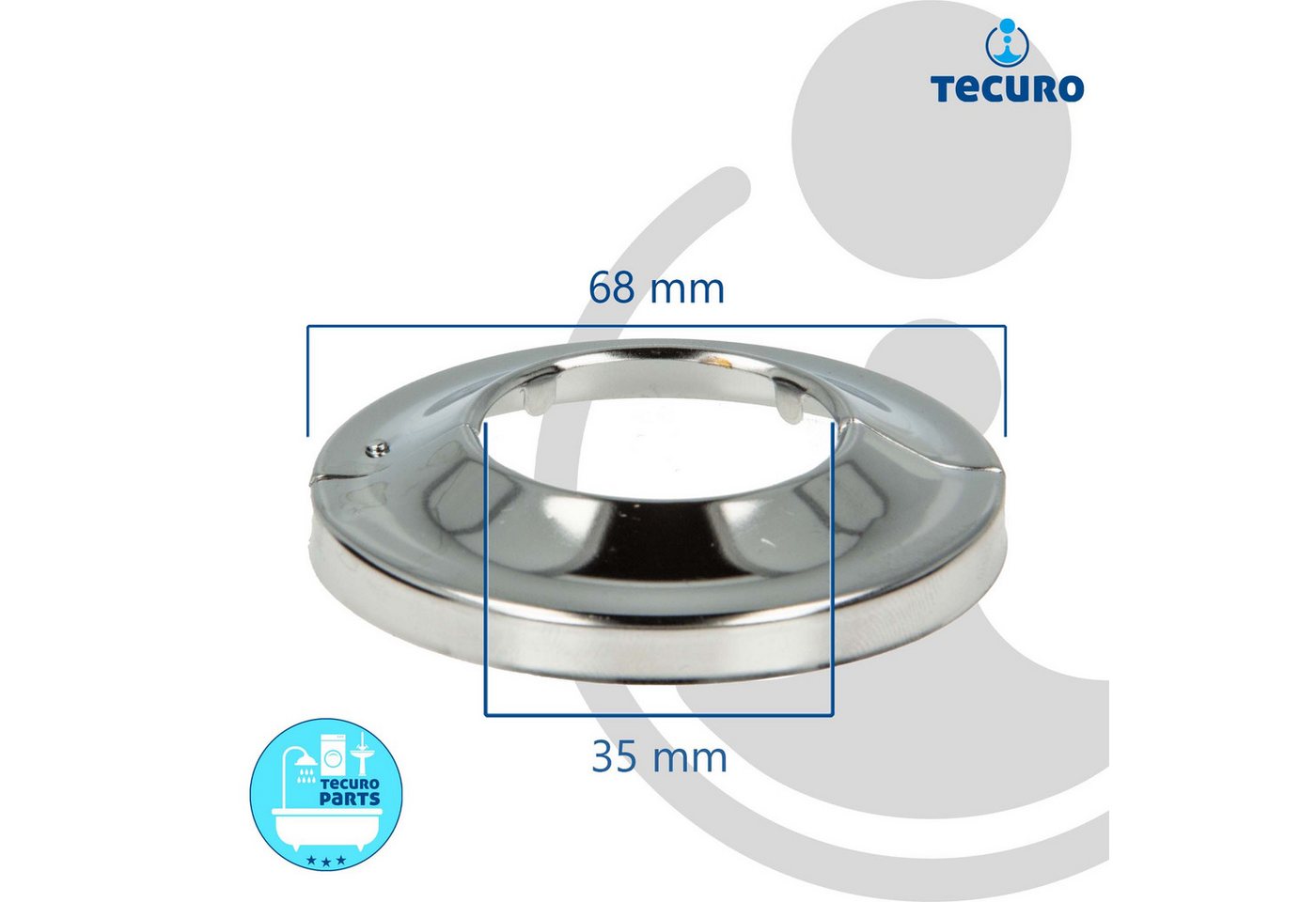 tecuro Badarmatur Scharnierrosette - Messing verchromt – Bild 3 von 4