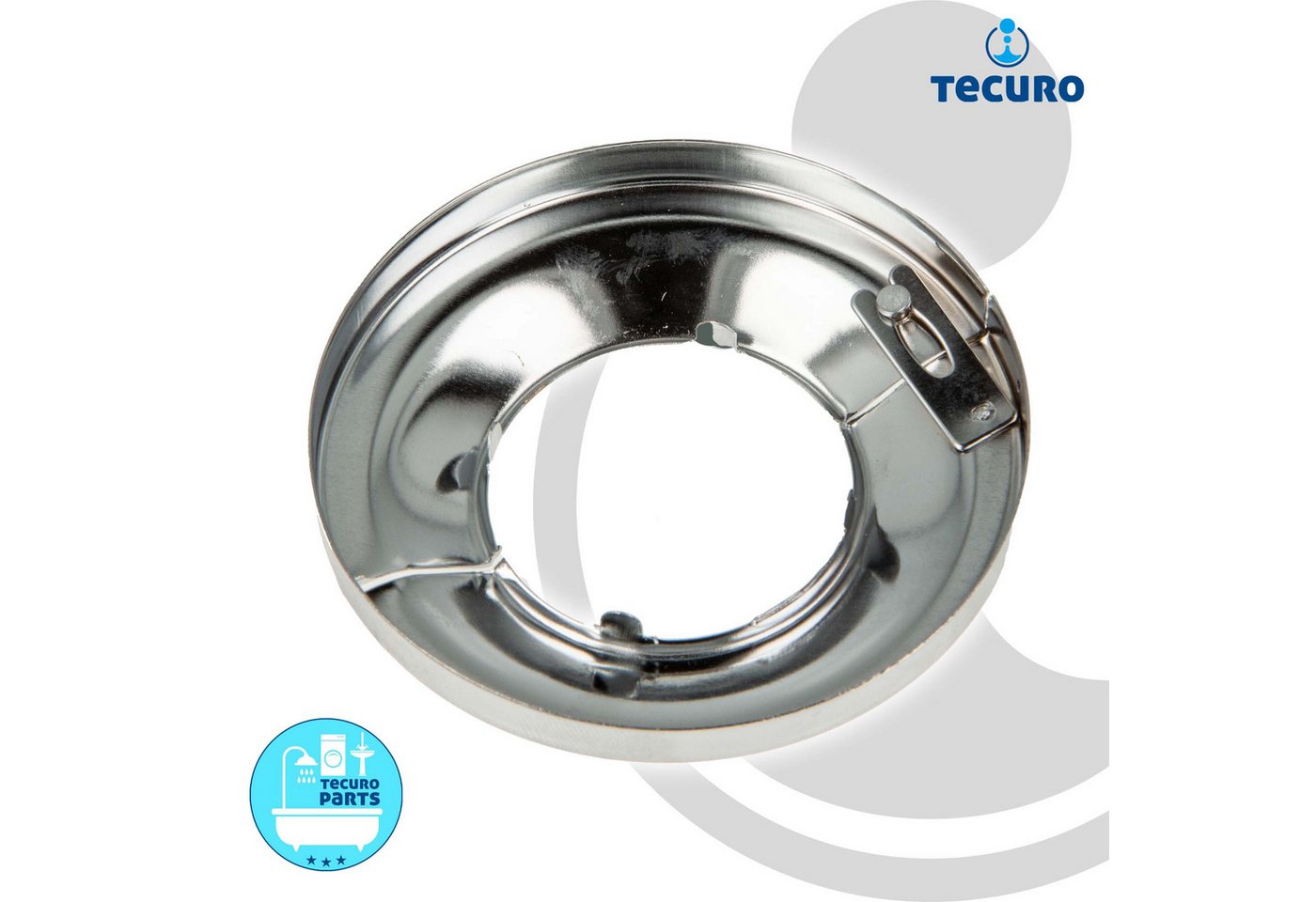 tecuro Badarmatur Scharnierrosette - Messing verchromt – Bild 4 von 4