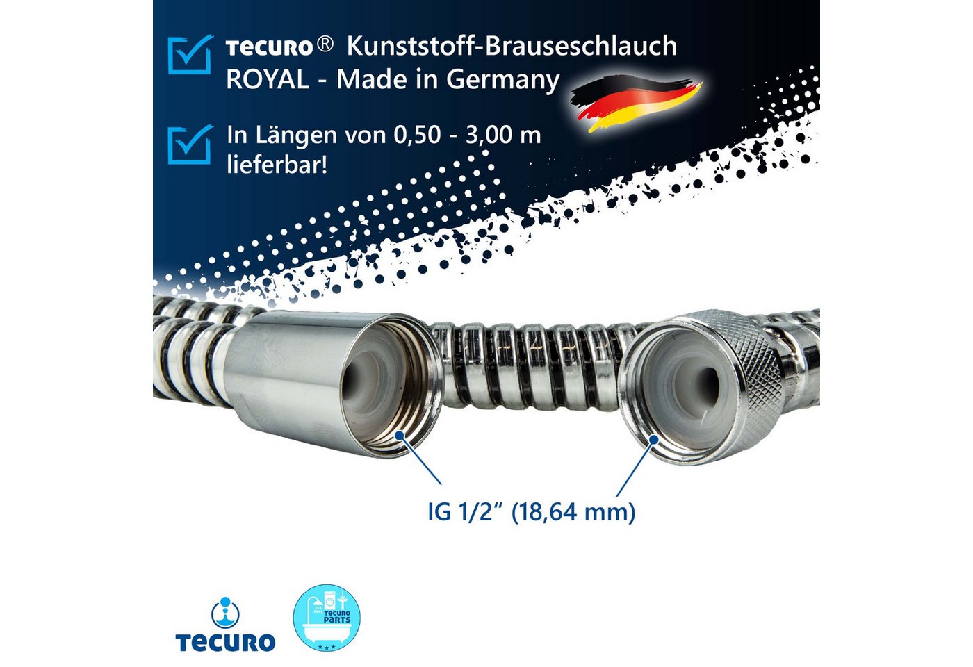 tecuro Brauseschlauch Brauseschlauch ROYAL, metalleffekt, Made in Germany – Bild 4 von 5