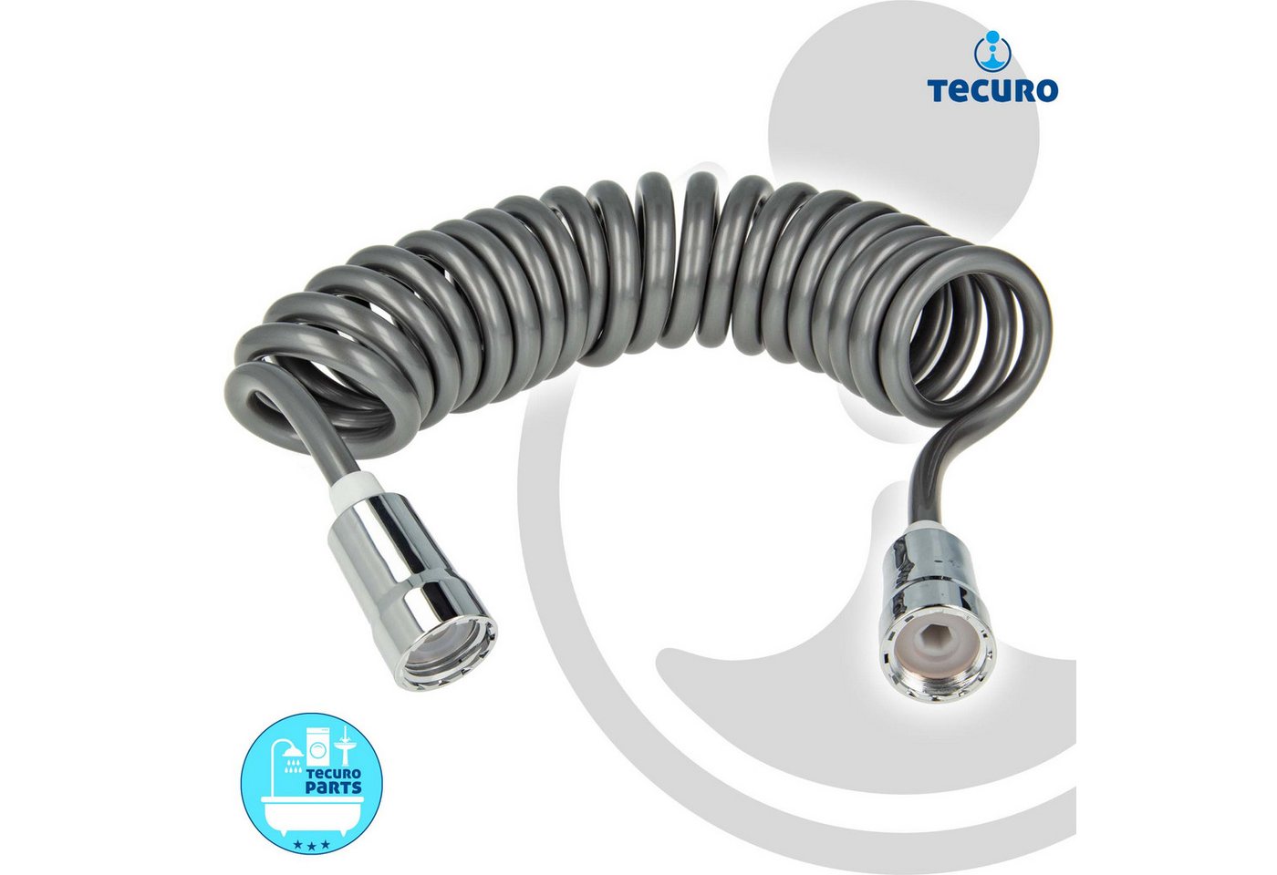 tecuro Brauseschlauch Spiral - Brauseschlauch Elegance-Plus, ausziehbar bis 2,50 m – Bild 2 von 5