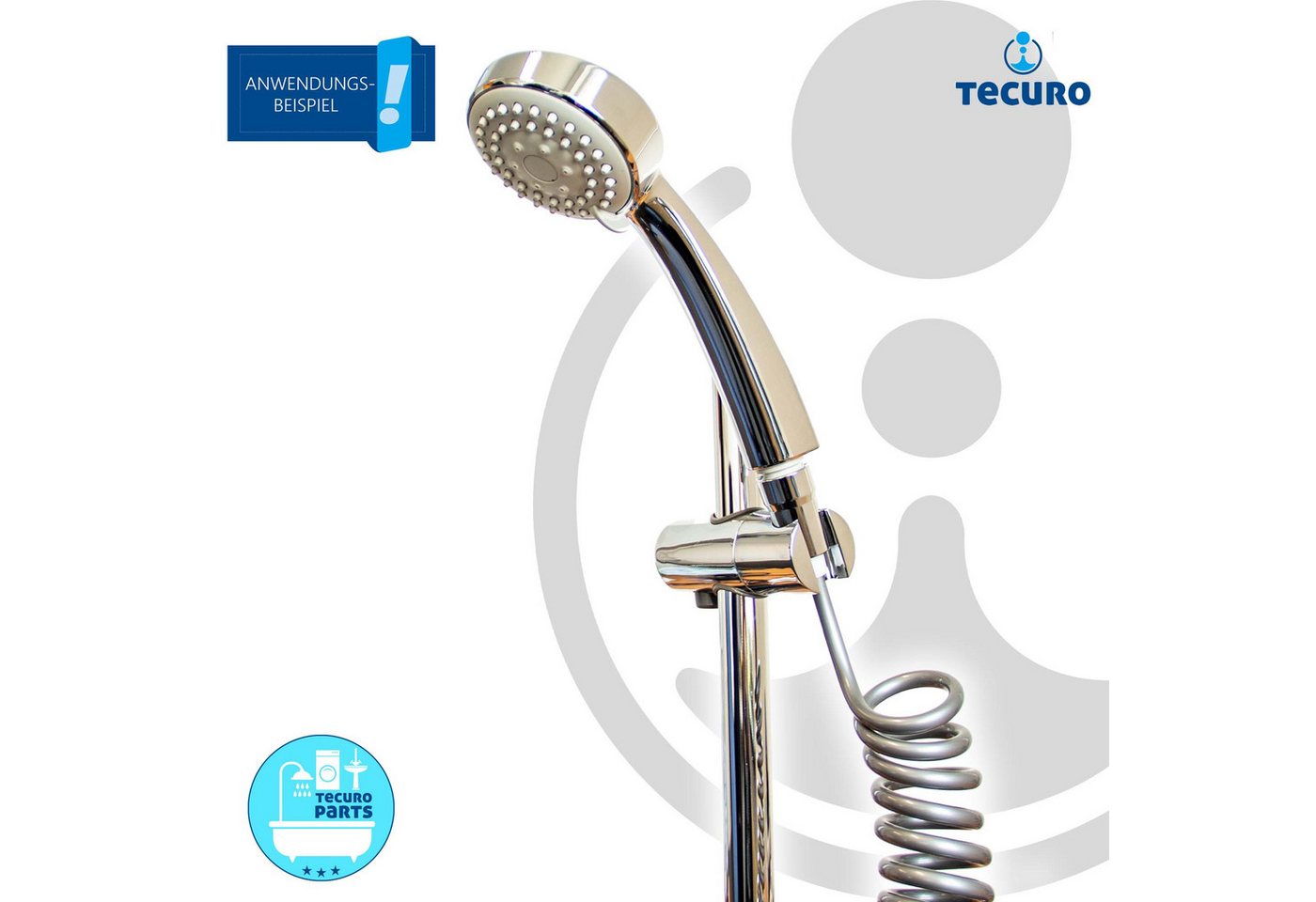 tecuro Brauseschlauch Spiral - Brauseschlauch Elegance-Plus, ausziehbar bis 2,50 m – Bild 3 von 5
