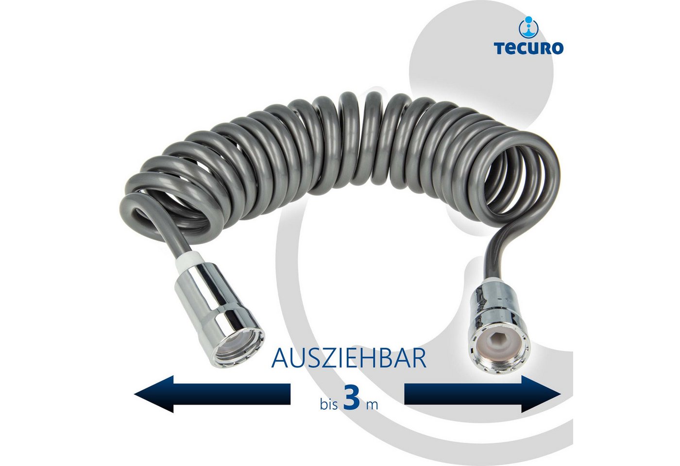 tecuro Brauseschlauch Spiral - Brauseschlauch Elegance-Plus, ausziehbar bis 2,50 m – Bild 4 von 5