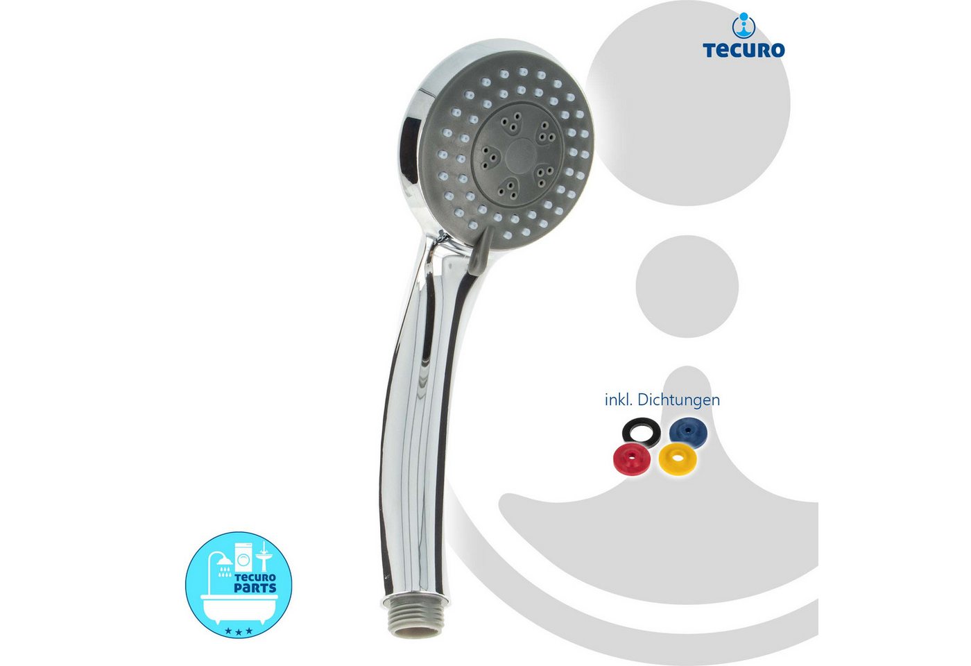 tecuro Duschbrause Komfort-Handbrause Ø 70 mm, mit 3-Funktionen und Antikalknoppen – Bild 3 von 5
