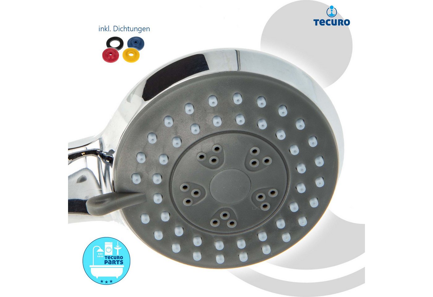 tecuro Duschbrause Komfort-Handbrause Ø 70 mm, mit 3-Funktionen und Antikalknoppen – Bild 5 von 5