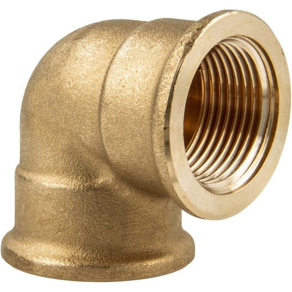 tecuro Gewindefitting Winkel 90° beidseitig Innengewinde Rp zylindrisch, Messing blank, 1/2 Zoll
