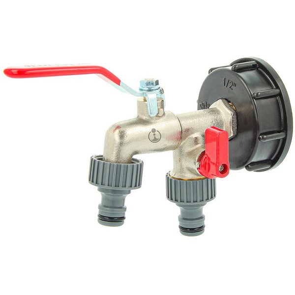 tecuro Regenwassertank Kugelauslaufventil mit Steckkupplung/Schnellkupplung und IBC Adapter