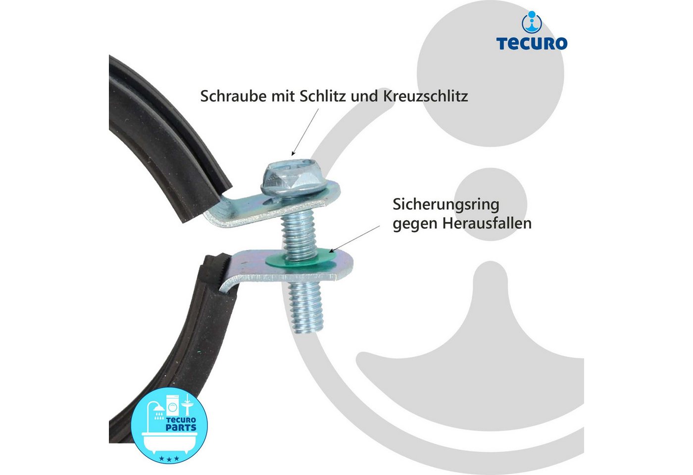 tecuro Rohrschelle Schraub-Rohrschelle, M8/M10 Anschlussgewinde, verzinkt – Bild 4 von 4