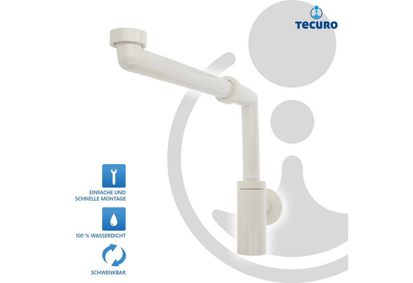 tecuro Siphon DESIGN Raumspar Flaschen-Geruchsverschluss 1 1/4 Zoll, weiß – Bild 3 von 5
