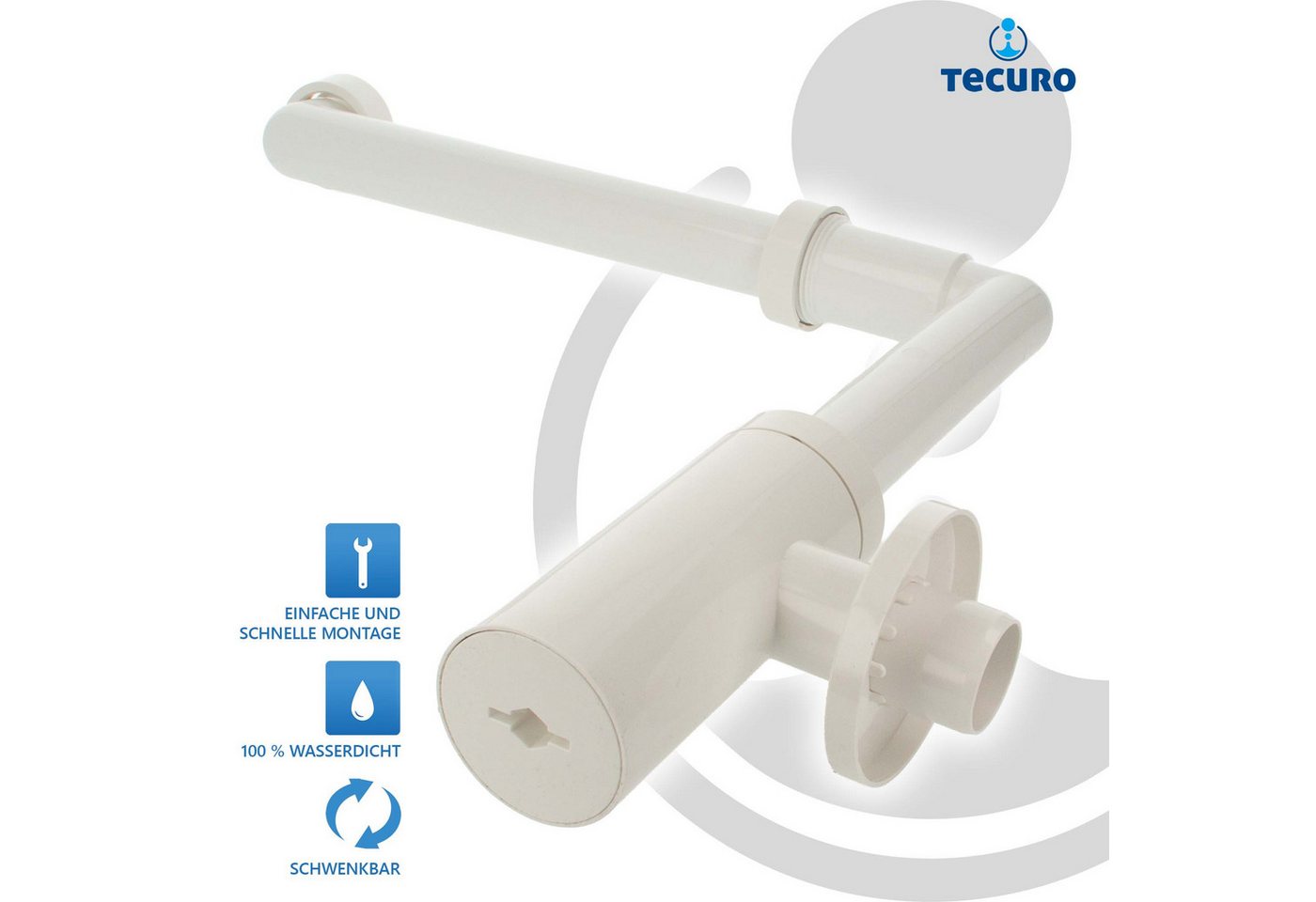tecuro Siphon DESIGN Raumspar Flaschen-Geruchsverschluss 1 1/4 Zoll, weiß – Bild 5 von 5
