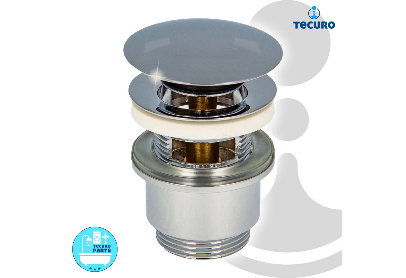 tecuro Siphon Siphon extra lang mit Pop Up Ablaufventil verchr. -Set für Waschtisch, (Ablaufventil und Röhrensiphon) – Bild 5 von 5