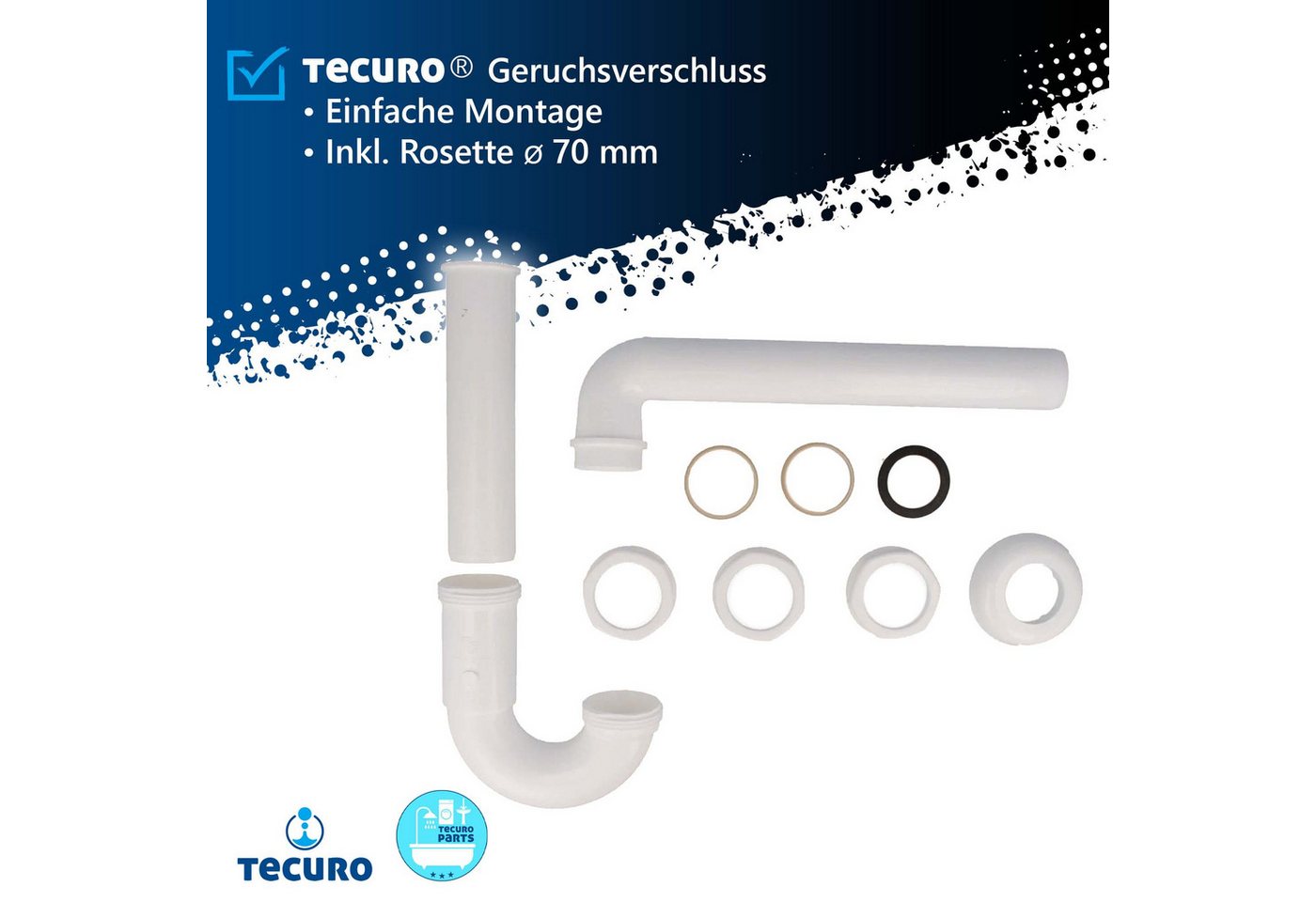 tecuro Siphon Geruchsverschluss Ablaufgarnitur Siphon für Waschtisch, 1 1/4 Zoll – Bild 3 von 4