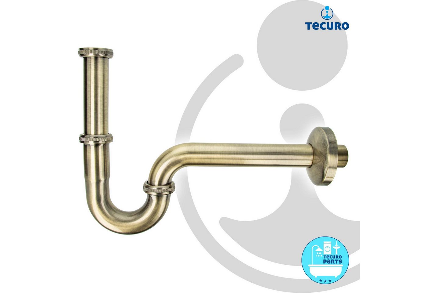 tecuro Siphon PROFI Röhrengeruchsverschluss Siphon extra lang - bronziert, extra lang – Bild 2 von 5