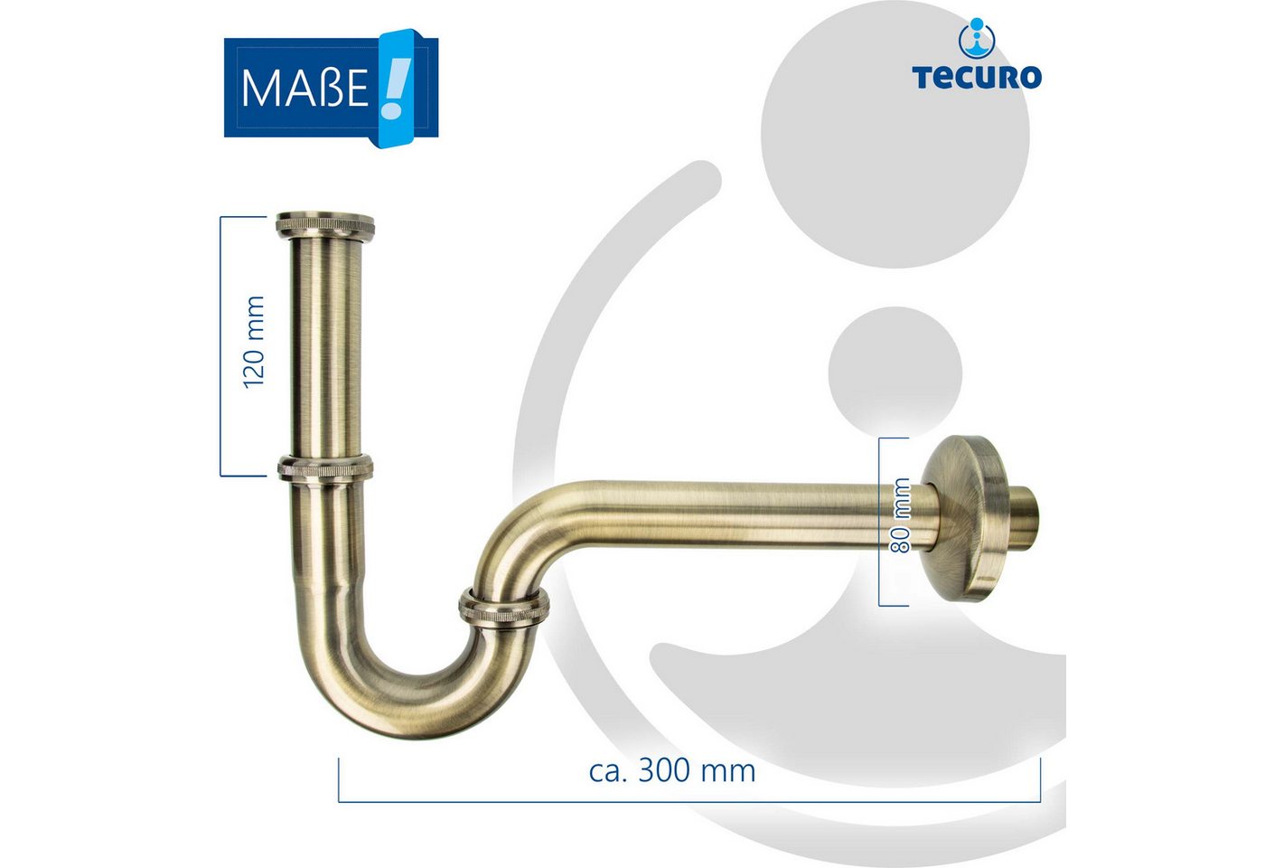 tecuro Siphon PROFI Röhrengeruchsverschluss Siphon extra lang - bronziert, extra lang – Bild 5 von 5