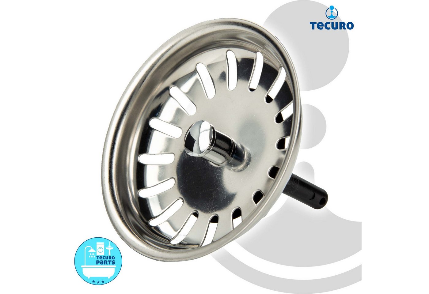 tecuro Siphon Siebkörbchen Siebkorb Ø 81 mm mit Kunststoff-Führungsstange 8 mm – Bild 2 von 5