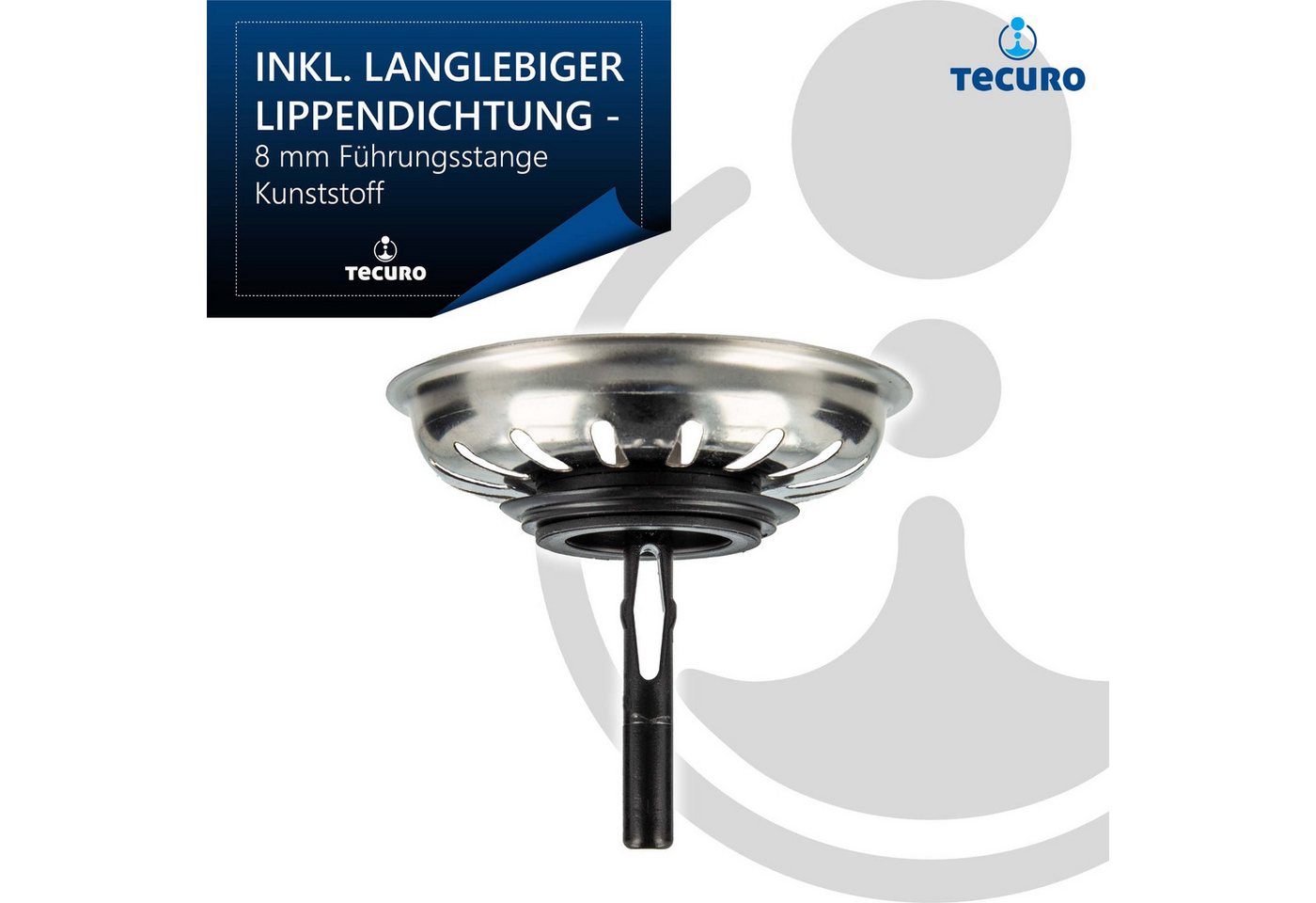 tecuro Siphon Siebkörbchen Siebkorb Ø 81 mm mit Kunststoff-Führungsstange 8 mm – Bild 4 von 5