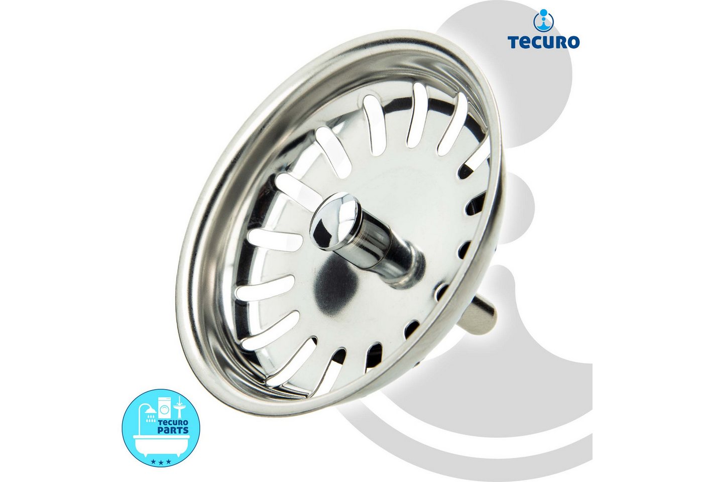 tecuro Siphon Siebkörbchen Siebkorb Ø 81 mm mit Metall-Führungsstange 8 mm und Kugel – Bild 2 von 5