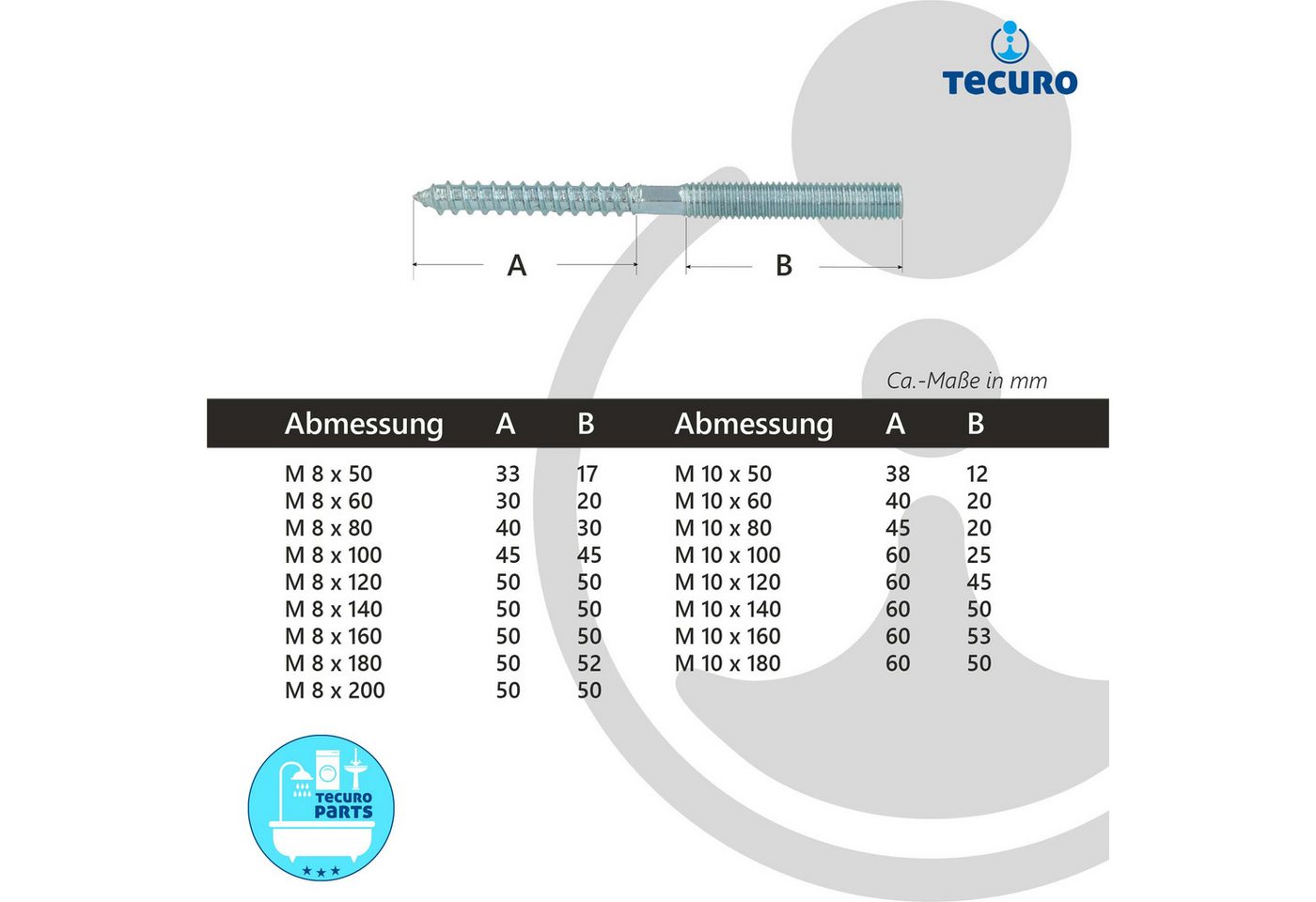 tecuro Stockschraube Stockschraube, verzinkt - verschiedene Größen – Bild 4 von 4