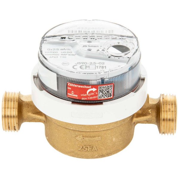 tecuro Wasserzähler Wohnungs - Wasserzähler mit Baulänge 110 mm / 130 mm, DVGW, (Inkl. Plombiersatz,inkl. Dichtung)