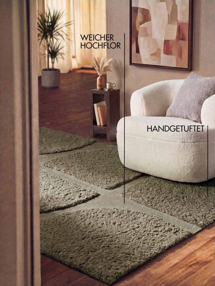 Ted Baker Hochflor-Teppich Jasper, auch in rund, rechteckig, Höhe: 25 mm, Hoch-Tief-Struktur, Weich, Shaggy, Modern, Wohnzimmer, Schlafzimmer – Bild 3 von 5