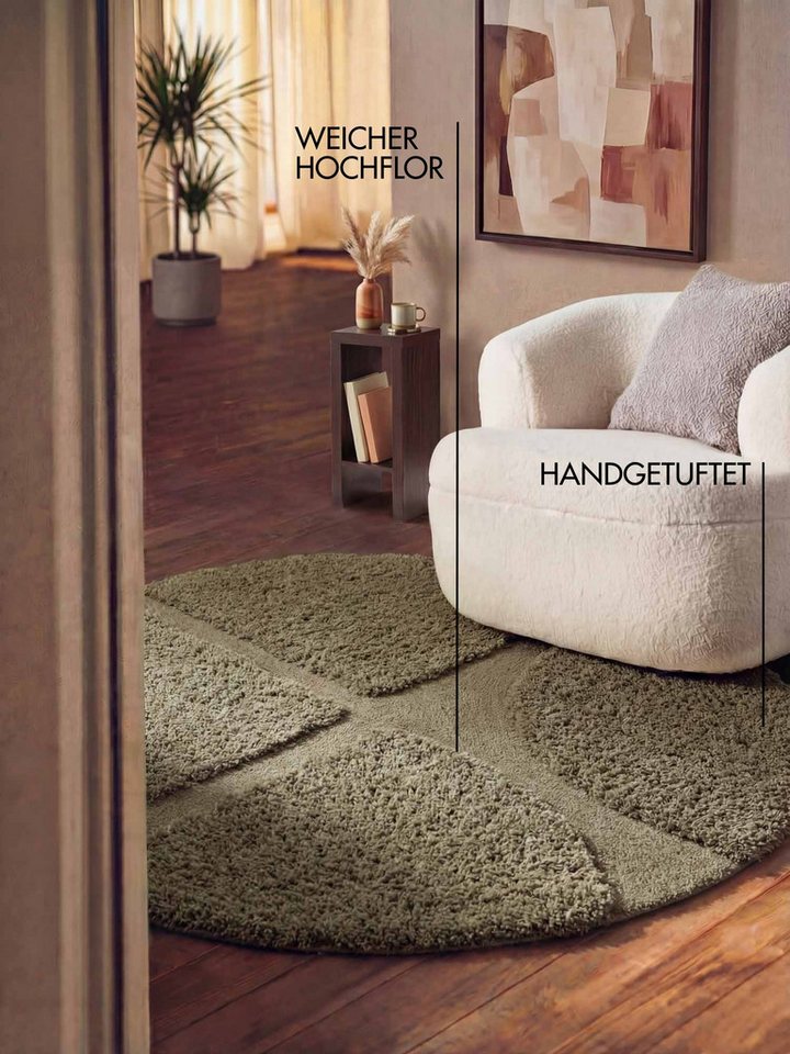 Ted Baker Hochflor-Teppich Jasper, auch in rund, rund, Höhe: 25 mm, Hoch-Tief-Struktur, Weich, Shaggy, Modern, Wohnzimmer, Schlafzimmer – Bild 3 von 5