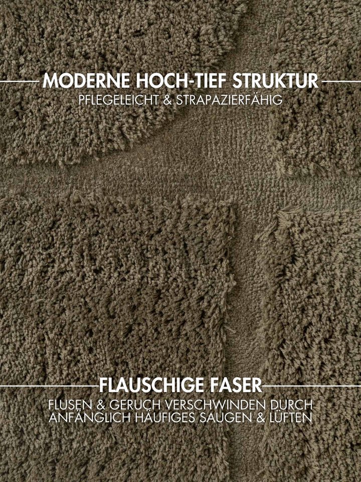 Ted Baker Hochflor-Teppich Jasper, auch in rund, rund, Höhe: 25 mm, Hoch-Tief-Struktur, Weich, Shaggy, Modern, Wohnzimmer, Schlafzimmer – Bild 4 von 5