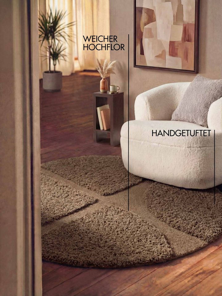 Ted Baker Hochflor-Teppich Jasper, auch in rund, rund, Höhe: 25 mm, Hoch-Tief-Struktur, Weich, Shaggy, Modern, Wohnzimmer, Schlafzimmer – Bild 3 von 5