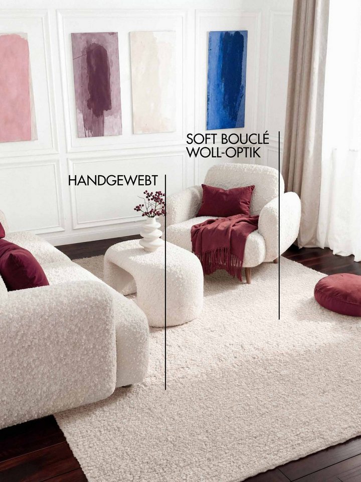 Ted Baker Teppich Soft Bouclé Portobello, auch als Läufer, rechteckig, Höhe: 10 mm, Woll-Optik, Bouclé Meliert, Wohnzimmer, Esszimmer, Schlafzimmer, Flur – Bild 3 von 5