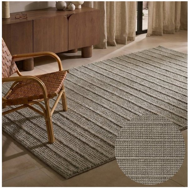 Ted Baker Wollteppich Parker, auch als Läufer, rechteckig, Höhe: 7 mm, Wolle, Natur, handgewebt, Wohnzimmer, Schlafzimmer, Boho, Skandi