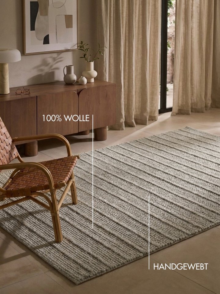 Ted Baker Wollteppich Parker, auch als Läufer, rechteckig, Höhe: 7 mm, Wolle, Natur, handgewebt, Wohnzimmer, Schlafzimmer, Boho, Skandi – Bild 3 von 5