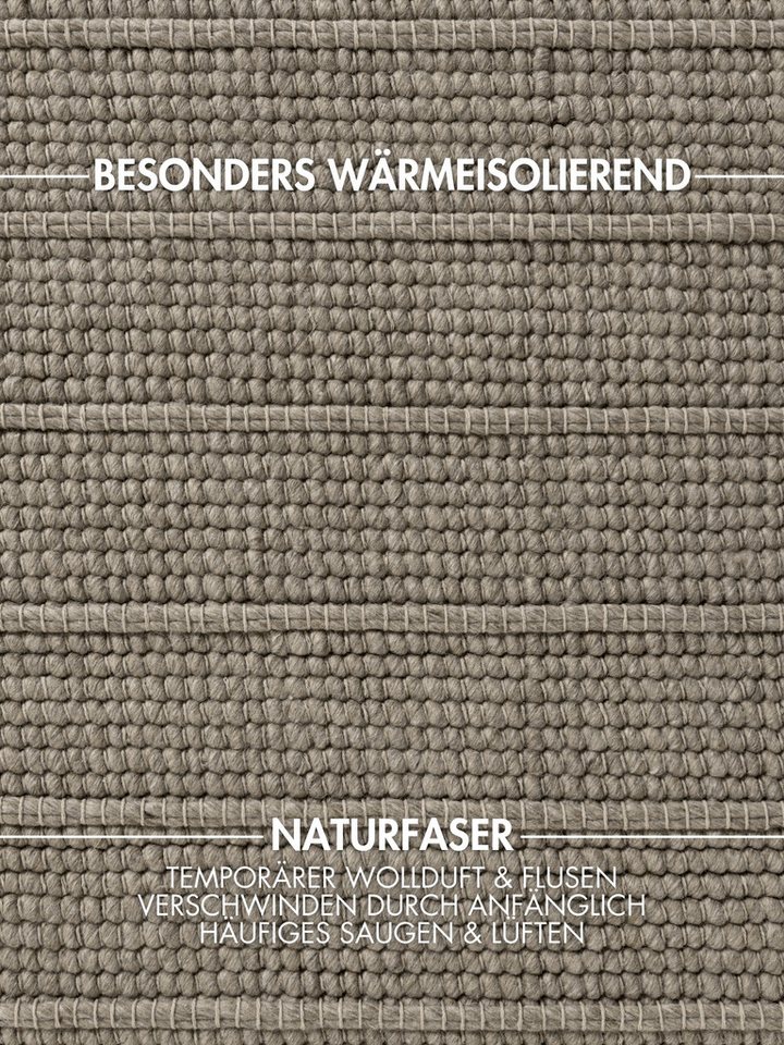 Ted Baker Wollteppich Parker, auch als Läufer, rechteckig, Höhe: 7 mm, Wolle, Natur, handgewebt, Wohnzimmer, Schlafzimmer, Boho, Skandi – Bild 4 von 5