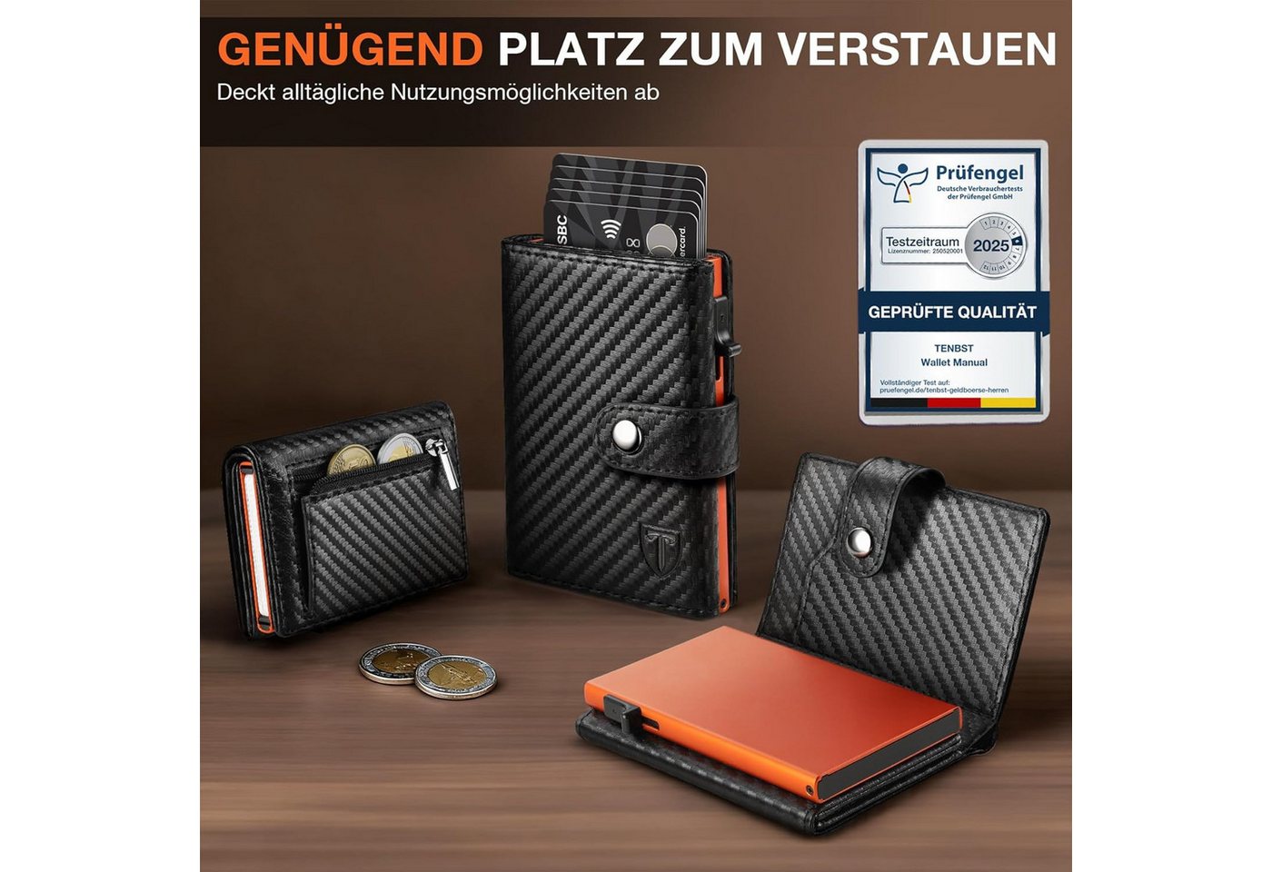 TEEHON Geldbörse Geldbeutel Herren, Slim Wallet Herren mit RFID & Münzfach (1-tlg., Hochwertige Geldbörse, Kartenetui 8-Fach Portmonee), Geldbörsen für Männer - – Bild 5 von 5