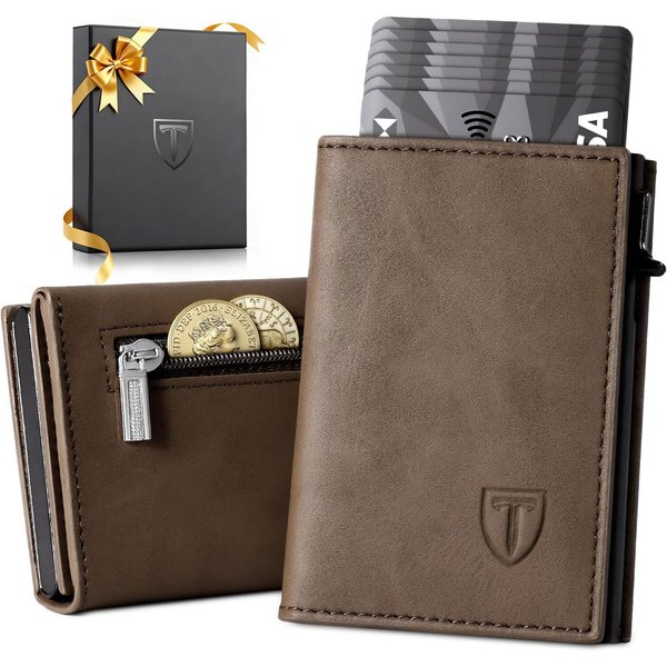 TEEHON Geldbörse Geldbeutel Herren, Slim Wallet RFID Schutz Leder Magnetisch (1-tlg., Portmonee Herren, Wallets for Men Kartenetui Klein, 8 Fächer), für Kreditk