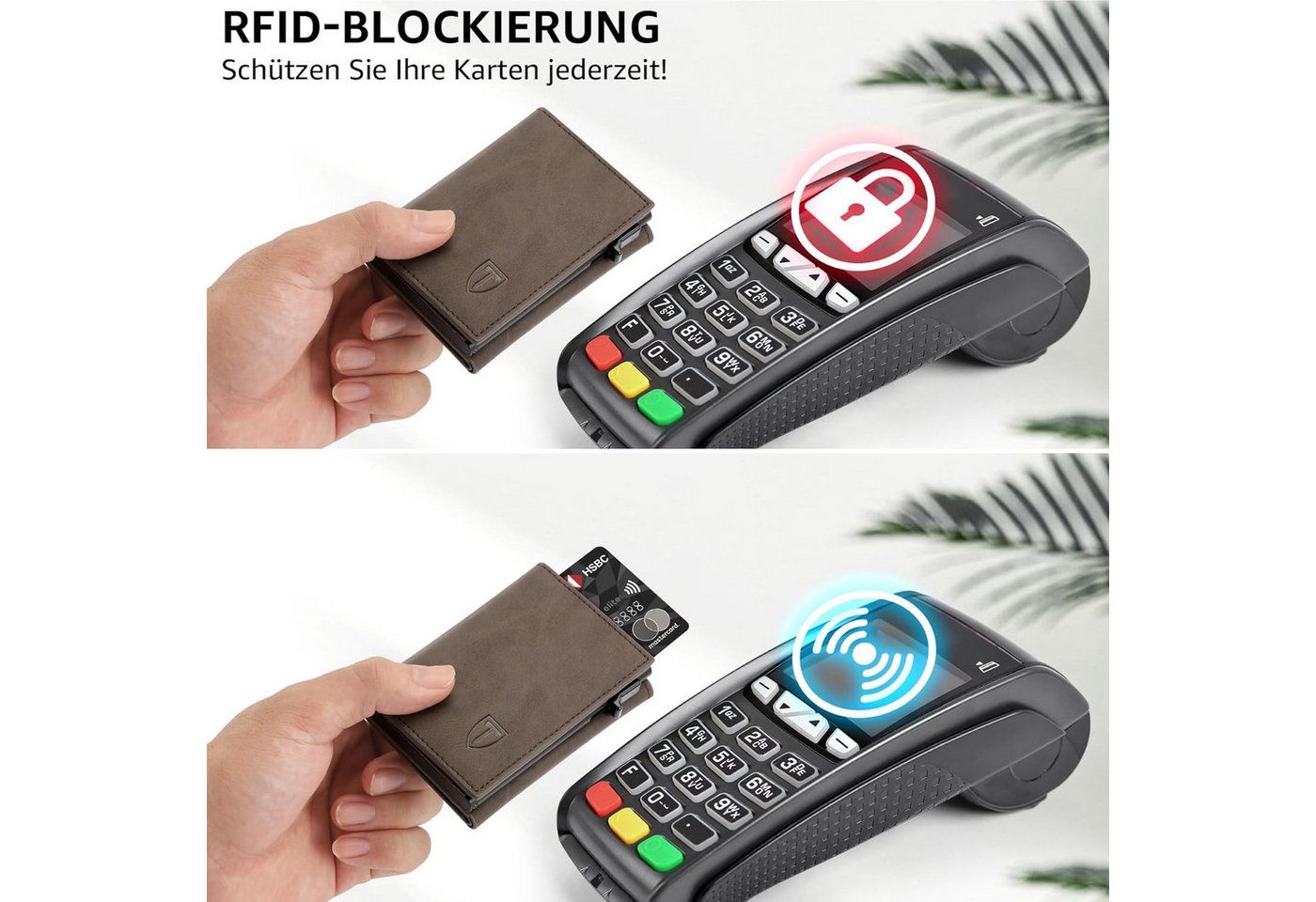 TEEHON Geldbörse Geldbeutel Herren, Slim Wallet RFID Schutz Leder Magnetisch (1-tlg., Portmonee Herren, Wallets for Men Kartenetui Klein, 8 Fächer), für Kreditk – Bild 3 von 5