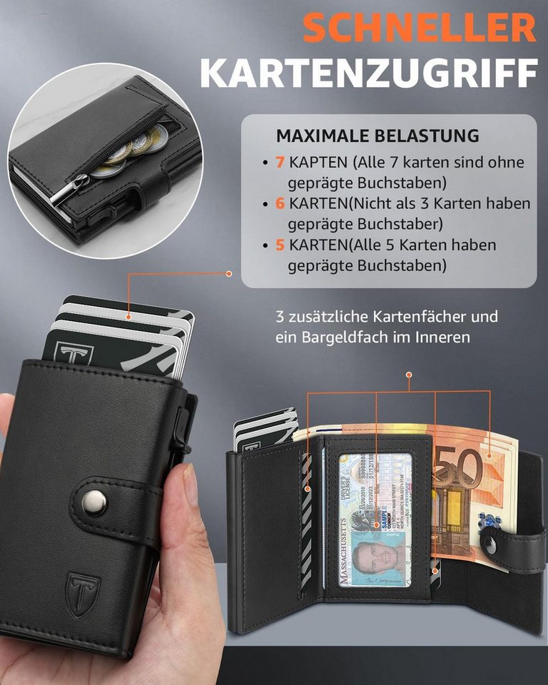 TEEHON Geldbörse Geldbeutel Herren RFID Blocking Kunstleder (1-tlg., Portmonee Herren mit 5 Kartenetui, Geldbörse mit Geldscheinfach), Münztasche & ID-Fenster K – Bild 2 von 5