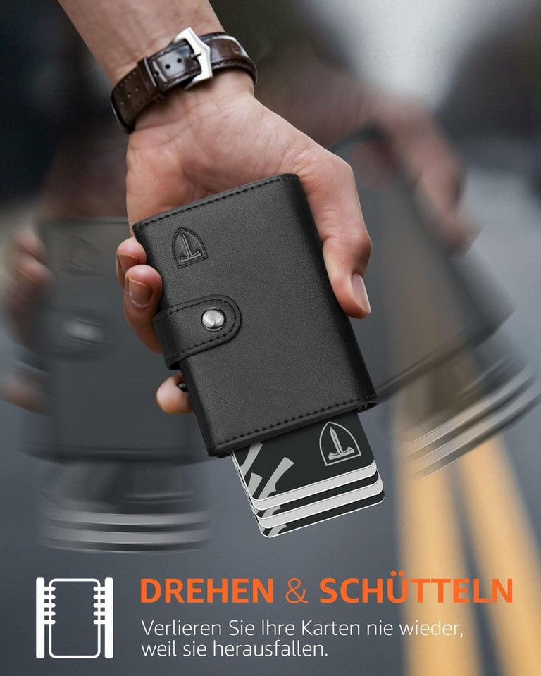 TEEHON Geldbörse Geldbeutel Herren RFID Blocking Kunstleder (1-tlg., Portmonee Herren mit 5 Kartenetui, Geldbörse mit Geldscheinfach), Münztasche & ID-Fenster K – Bild 3 von 5