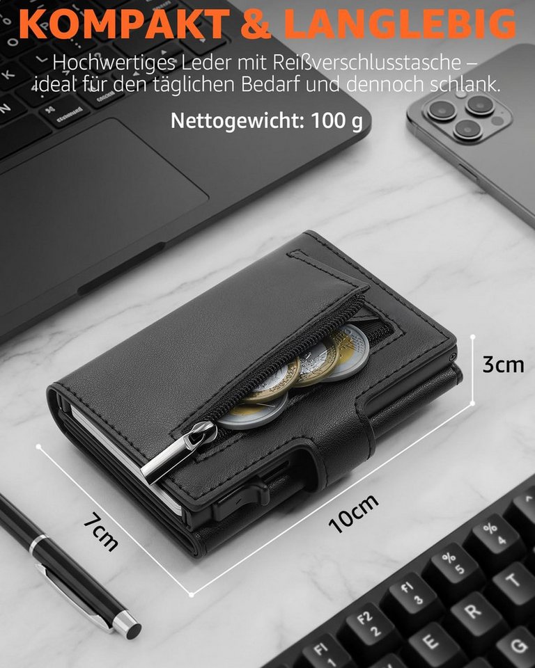 TEEHON Geldbörse Geldbeutel Herren RFID Blocking Kunstleder (1-tlg., Portmonee Herren mit 5 Kartenetui, Geldbörse mit Geldscheinfach), Münztasche & ID-Fenster K – Bild 5 von 5