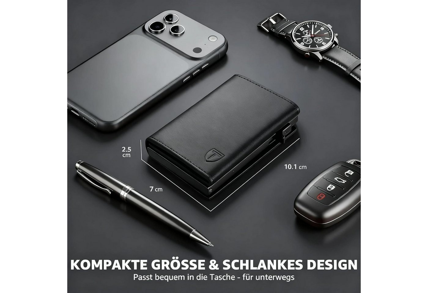 TEEHON Geldbörse Smart Wallet 3.0, Portmonee Herren Leder mit Magnetverschluss (1-tlg., Ultradünnes Slim Wallet & Kartenetui, RFID Blockierend), Minimalistische – Bild 2 von 5