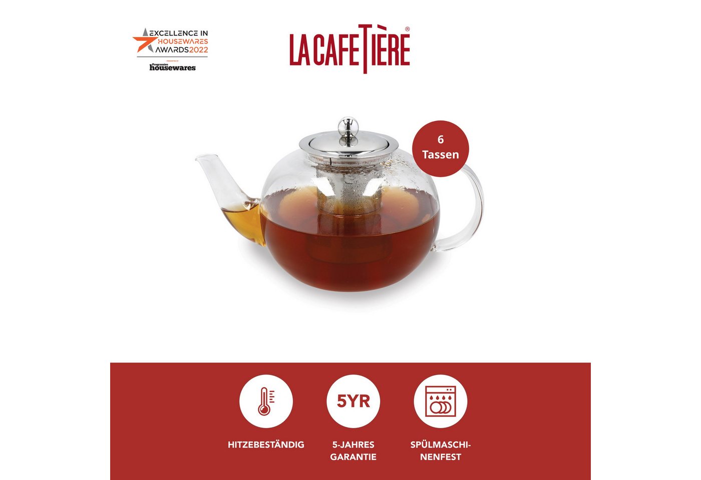 La Cafetière Teekanne La Cafetière Le Teapot, 1,5 l, (1-St), aus Glas mit losem Blatt und Teesieb – Bild 2 von 5