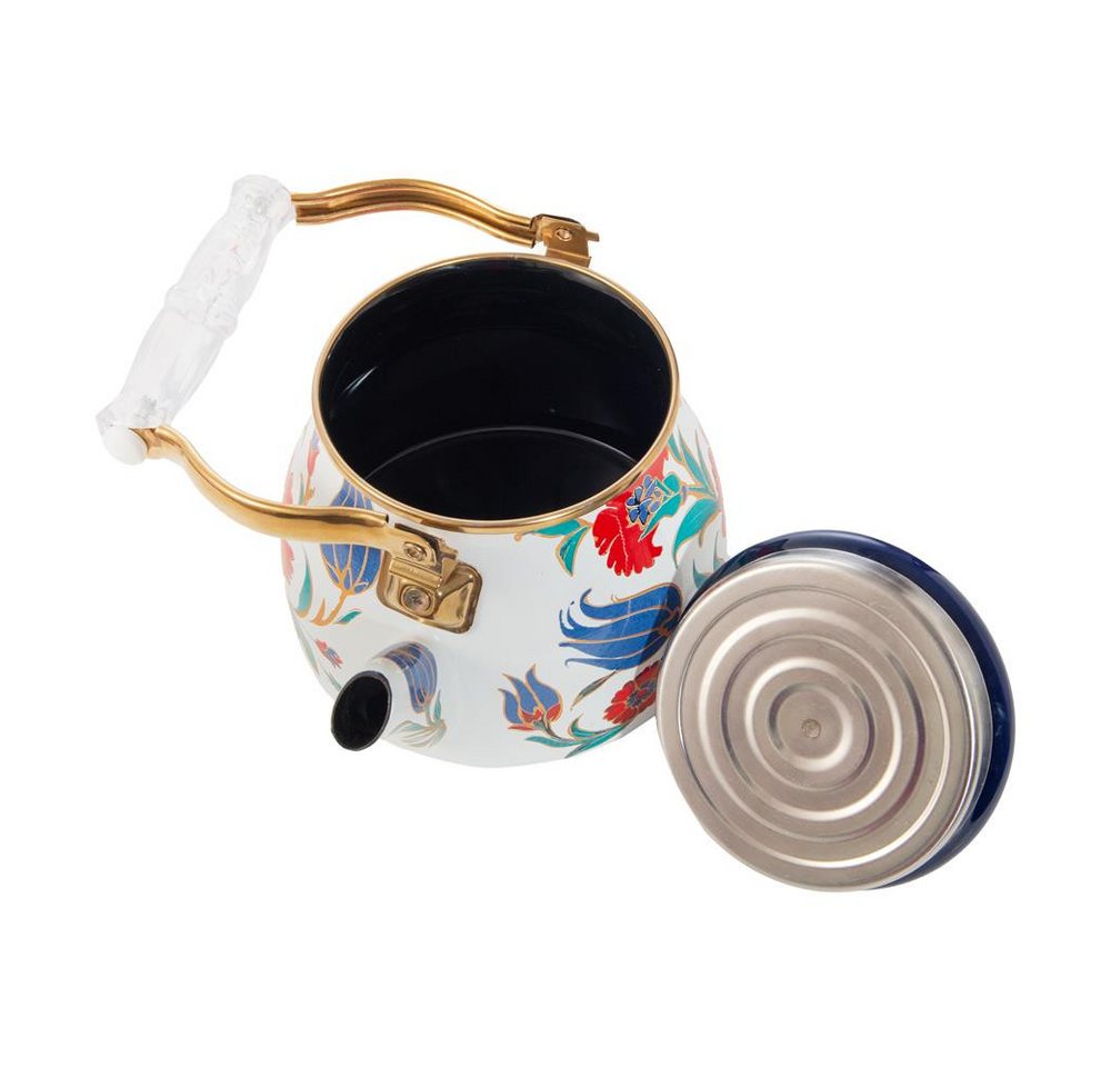 SERENK Teekanne Serenk Emaille-Teekanne 2,1 L mit Dekor für Induktion, Caydanlik, (1-St) – Bild 2 von 5