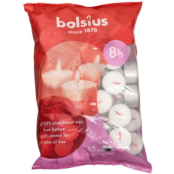 Bolsius Teelicht Bolsius Teelichter 45er Beutel weiß
