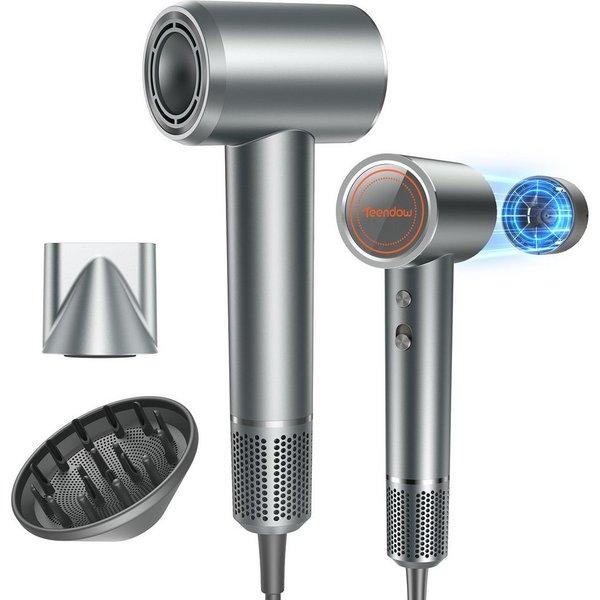 Teendow Haartrockner Haartrockner HD40 Hochgeschwindigkeit Diffusor LED-Anzeige Ionen, 1500 W, Magnetdüse, Diffusor, Ionen-Technologie, Leise Betriebslautstärke