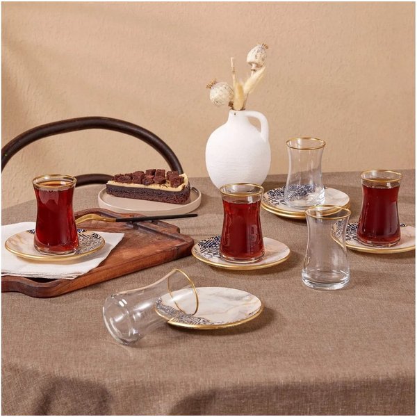 Karaca Teeservice Karaca Aris 6 Personen Teeset, 12 Teilig, GLASS