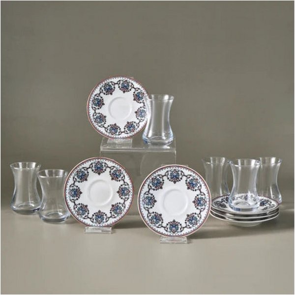 Karaca Teeservice Karaca Nakkas Türkisches Teeset 12-teilig, Bone China, 6 Pers.