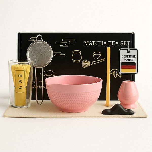 Roxlin Teeservice Roxlin Matcha Set (7-teilig) Keramik, Bambus-Besen, Schale & Zubehör, 1 Personen, Keramik