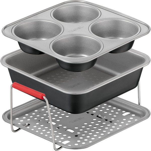 Tefal Backform Dail'Easy, Backeinsatz für die Heißluftfritteuse, (Set 3-tlg), stapelbar, antihaftbeschichtet