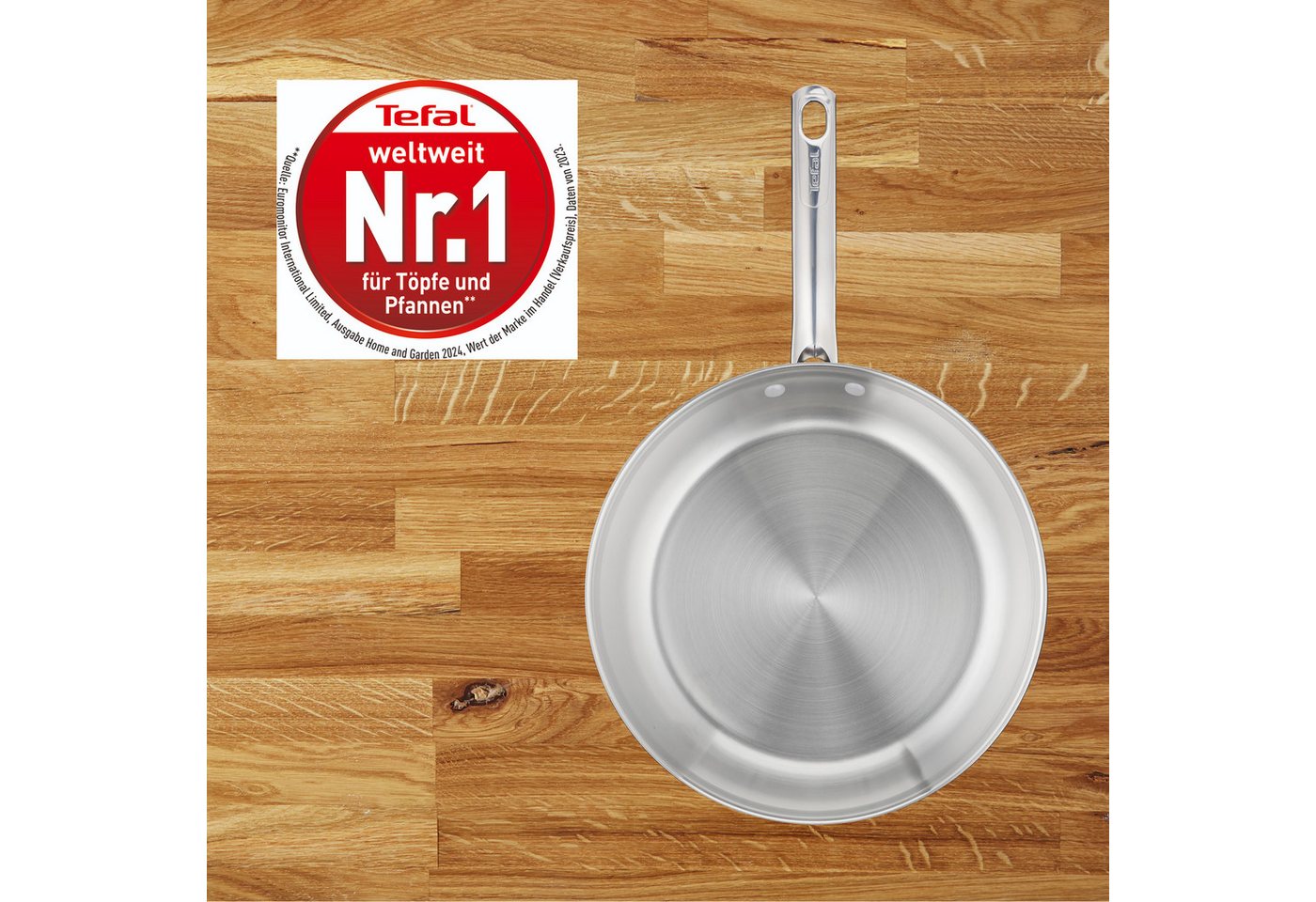 Tefal Bratpfanne Duetto On, Edelstahl (1-tlg), unversiegelt, Induktion, genieteter Griff, backofengeeignet – Bild 3 von 5